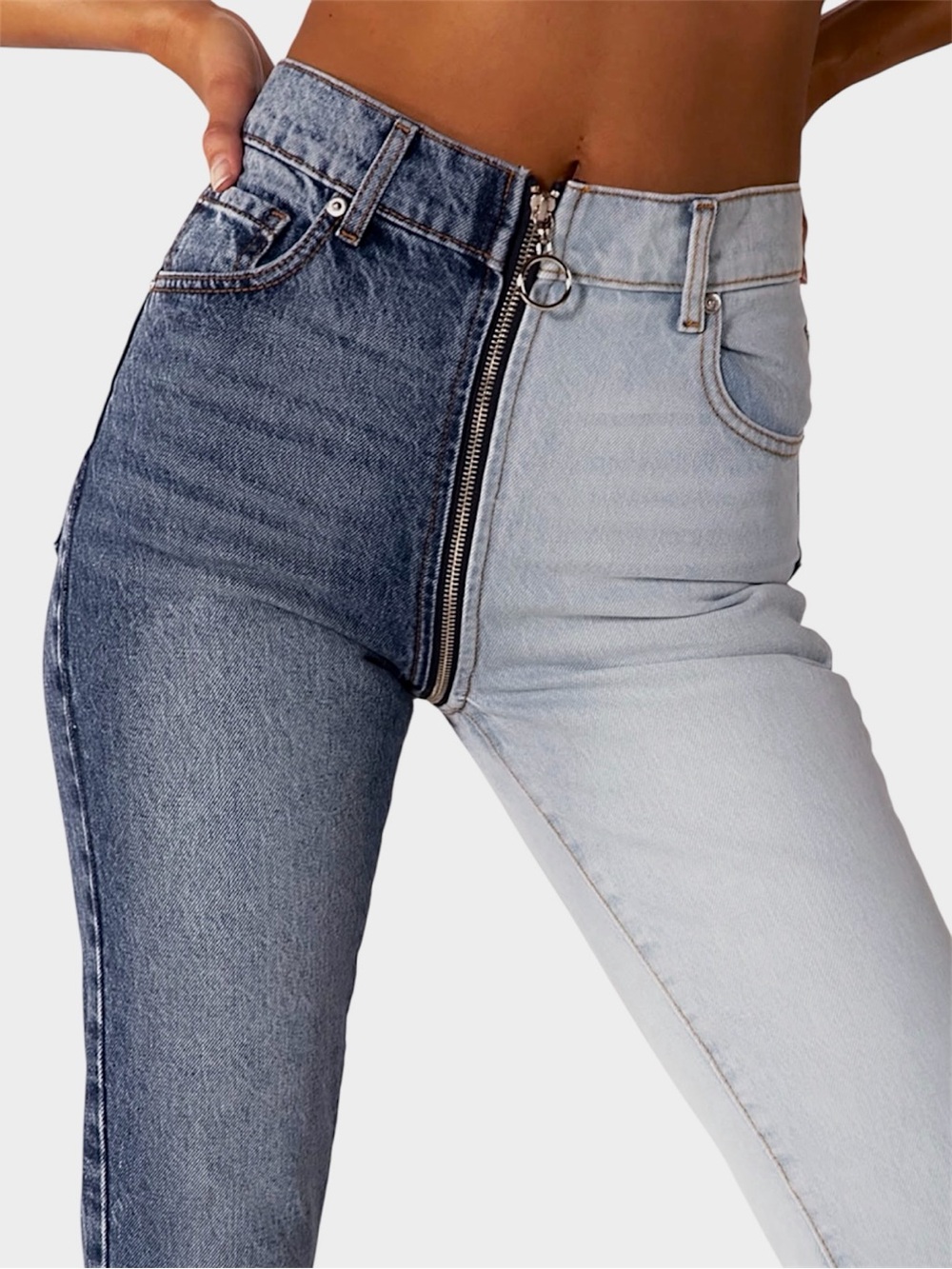 Revice Yin Yang jeans Cropped 2-toned size 32 NWT